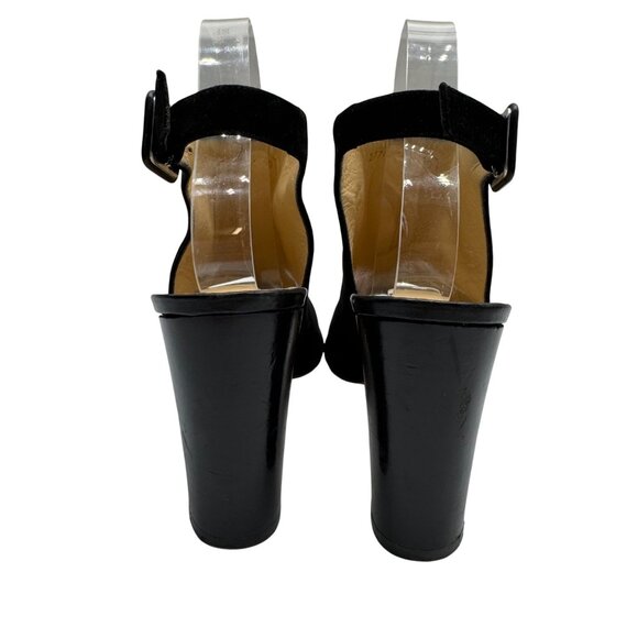 Barneys New York Black Suede Peep Toe Slingback Heel Bootie Women's sz EU40/US10 - Picture 5 of 12